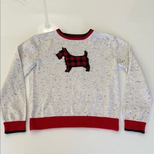 Charter Club Girls Red Gray Long Sleeve Terrier Dog Christmas Holiday Sweater XL